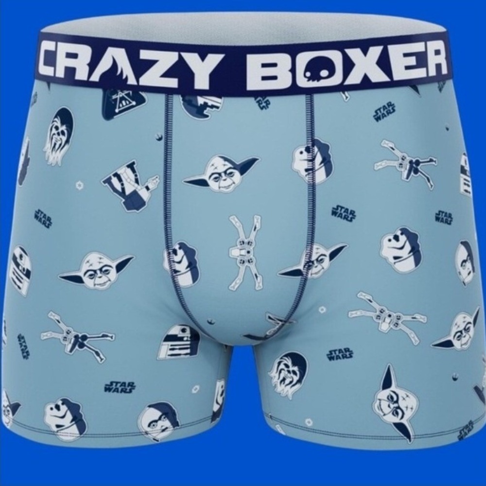 Crazy Boxer Star Wars Mens Blue Character Print Boxer Briefs Size L